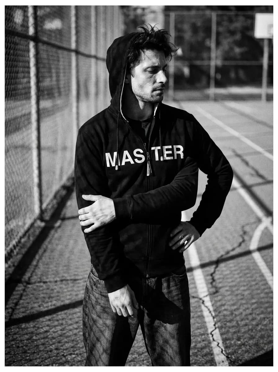 Man's black & white hoodie