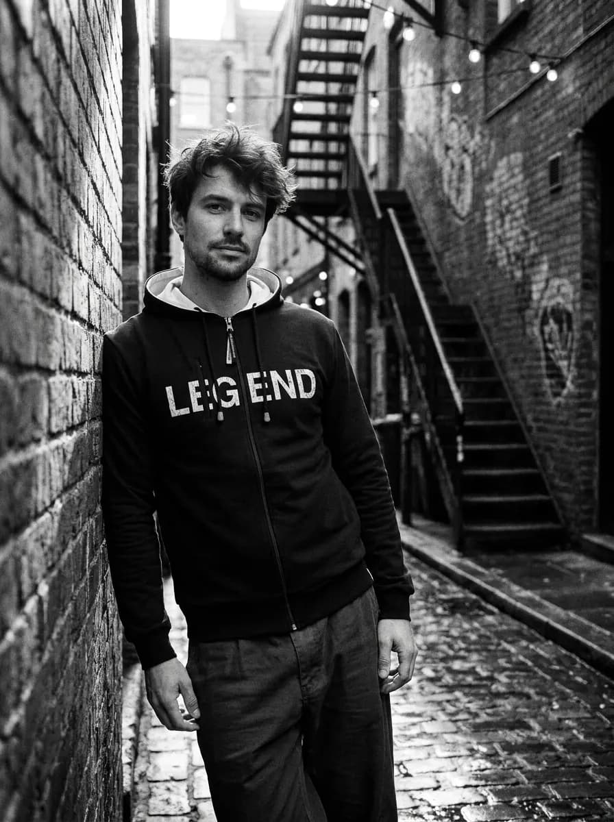 Man's black & white hoodie