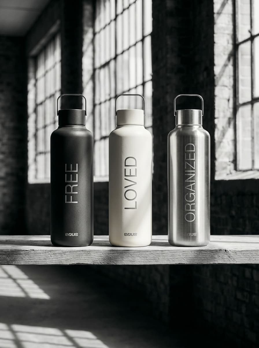 600 ml bottle — dark, off-white, silver
