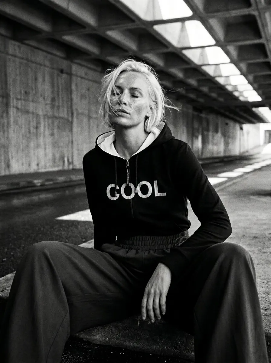 Woman's black & white hoodie
